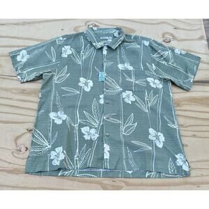 BATIK BAY Floral Short Sleeve Short Men’s 100% Silk Green Sz. XL -‎ New (Casual)